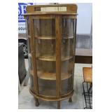 Modern Oak Curved Glass Curio Cabinet