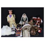Assorted Porcelain Native American Dolls