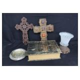 Ashtray, Crucifixes, & National Geo. Boxes