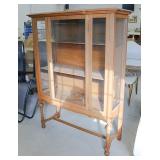 Antique Oak Glass Front China Cabinet
