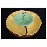 MCM Relish Tray w/Wood Lazy Susan Base