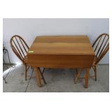 Antique Drop Leaf Pine Table & 2 Chairs