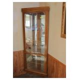 Lighted Pressed Oak Corner Cabinet