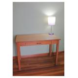 Pressed Wood Oak Desk, Lamp