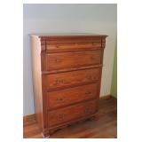 Oak 5 Drawer High Chest