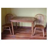 Oak Kitchen Table and 2 Oak Chairs