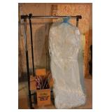Wedding Dress, Clothes Rack & Cane