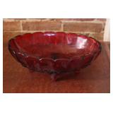 Ruby Carnival Footed Bowl