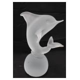 Vintage Frosted Glass Dolphin