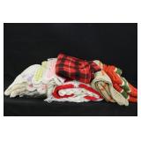 Assorted Afghans, Lace Table Cloth, & more