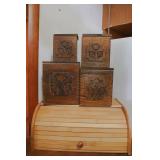 Wooden Canisters & Breadbox.