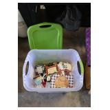 Storage Tub & Misc. Christmas Ornaments