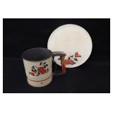 Hall Red Poppy 9 1/2" Cake Plate & Sifter