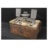 Antique Gasoline Blowtorch on a Wooden Crate