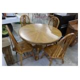 48" Pedestal Table & 4 Fiddle Back Chairs