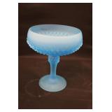 Vintage Indiana Stain Glass Candy Dish Frosted Blu