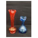 14" & 10" Art Glass Vases