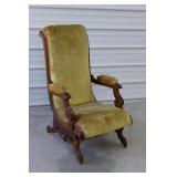 Antique Walnut Upholstered Platform Rocker
