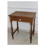 Primitive Walnut One Drawer Side Table