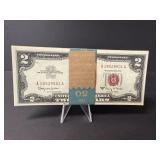 Sequential UNC 1963A  Red Seal $2 Bills