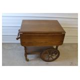 Modern Oak Drop Leaf Tea Cart
