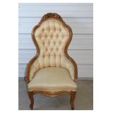 Victorian Walnut Silk Parlor Chair