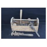 Wood Tote & Vintage Tools