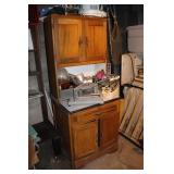 Anitque Hoosier Type Cabinet & Contents