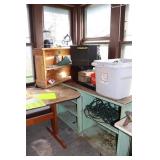 Wooden Shelf & Contents