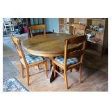 Antique 48" Round Table & 4 Chairs
