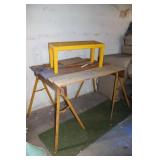 Metal Saw Horses Wood Top Attached