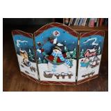 Lighted Metal Snowman Fireplace Screen