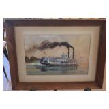 Original Ralph Law "Eloise" Steamboat Water Color