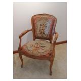 Vintage French Floral Needle Point Chair