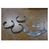 Sterling Necklace, Cuffs & Earrings