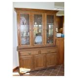 Solid Oak 2 pc. Lighted China Cabinet