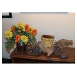 Stoneware Jar, Driftwood, & Pinecones