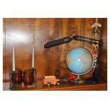 Desk Lamp, Globe & Candle Holders