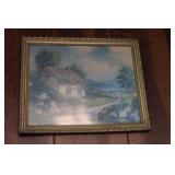 Framed Lakeside Cottage Print