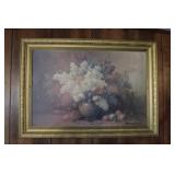 Gold Framed Floral Sofa Picture