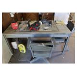 Metal Desk, Chairs & Contents