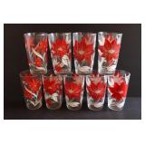 Vintage Red &  White Drinking  Glasses