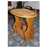 Caned End Table Magazine Rack