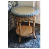 Glass Top Wicker End Tables
