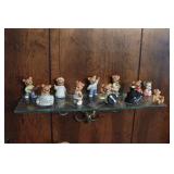 Glass shelf & Bear Figurines