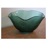 Vintage Tiara Sandwich Spruce Green Crimped Bowl