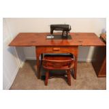 Kinemore Sewing Machine & Maple Cabinet & Chair
