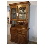 Lighted Oak China Hutch