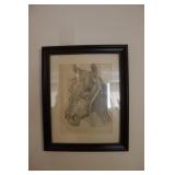 Framed Horse Picture Drawing