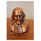 Copper Benjamin Franklin Bust Bank